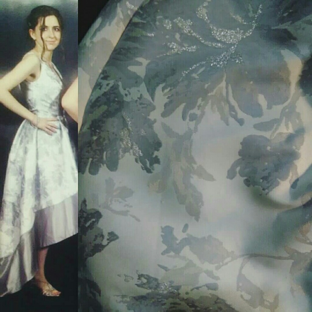 White/Silver High-Low Prom Dress